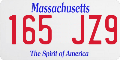 MA license plate 165JZ9