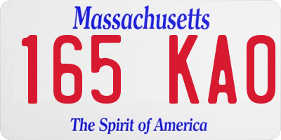 MA license plate 165KA0