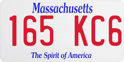 MA license plate 165KC6