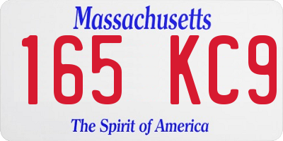 MA license plate 165KC9