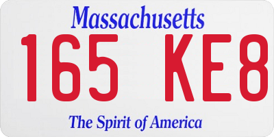 MA license plate 165KE8