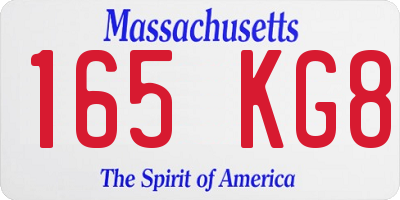 MA license plate 165KG8