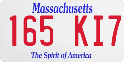 MA license plate 165KI7