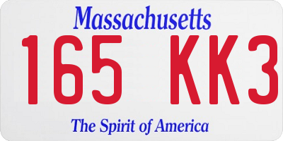 MA license plate 165KK3