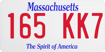 MA license plate 165KK7
