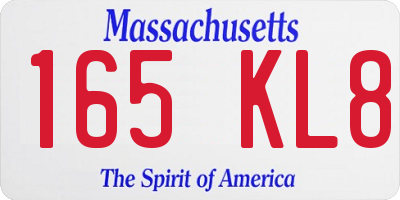 MA license plate 165KL8