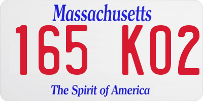MA license plate 165KO2