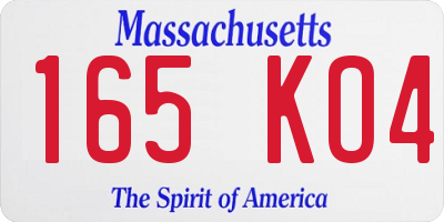 MA license plate 165KO4