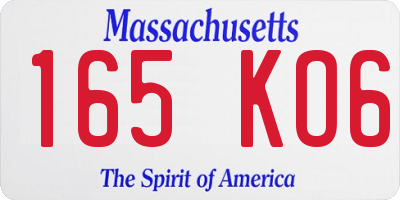 MA license plate 165KO6