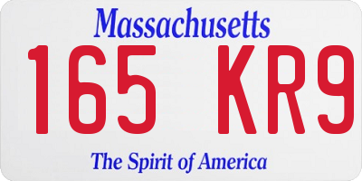 MA license plate 165KR9