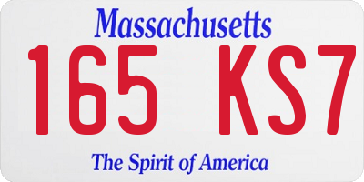 MA license plate 165KS7