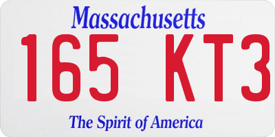 MA license plate 165KT3
