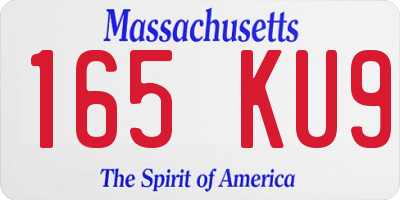 MA license plate 165KU9