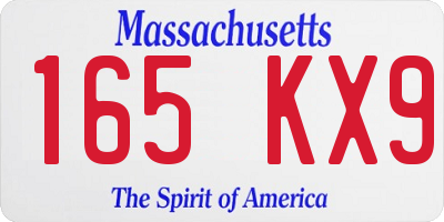 MA license plate 165KX9
