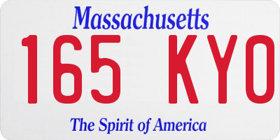 MA license plate 165KY0
