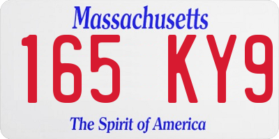MA license plate 165KY9