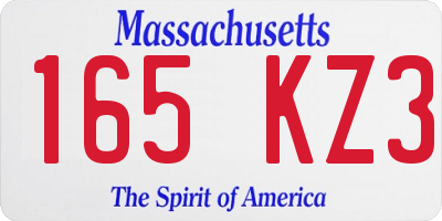 MA license plate 165KZ3