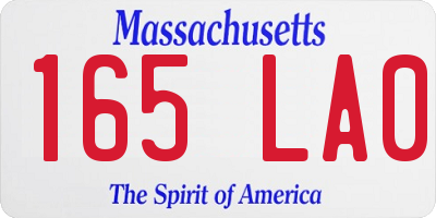 MA license plate 165LA0