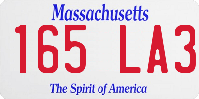 MA license plate 165LA3