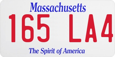 MA license plate 165LA4