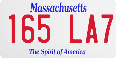 MA license plate 165LA7