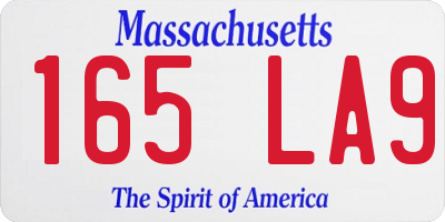 MA license plate 165LA9