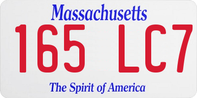 MA license plate 165LC7