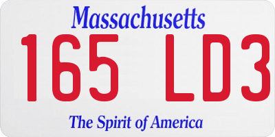 MA license plate 165LD3