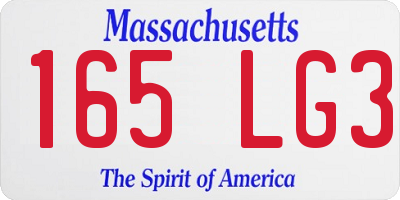 MA license plate 165LG3