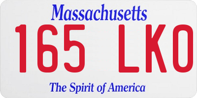 MA license plate 165LK0