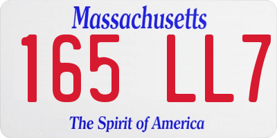 MA license plate 165LL7