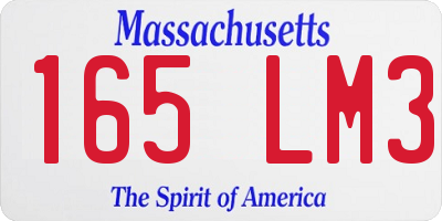 MA license plate 165LM3