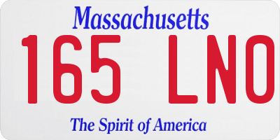 MA license plate 165LN0
