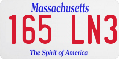 MA license plate 165LN3