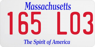 MA license plate 165LO3