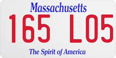 MA license plate 165LO5