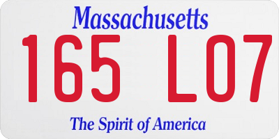 MA license plate 165LO7