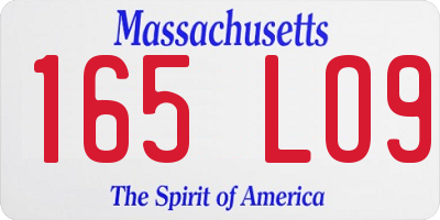 MA license plate 165LO9