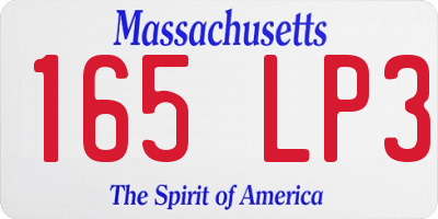 MA license plate 165LP3