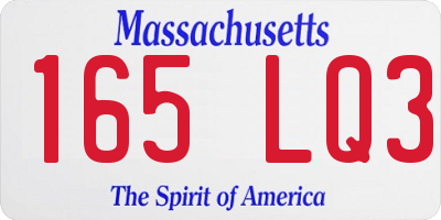 MA license plate 165LQ3