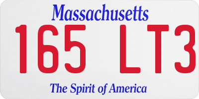 MA license plate 165LT3