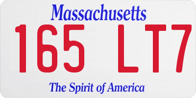 MA license plate 165LT7