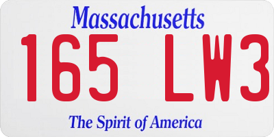 MA license plate 165LW3