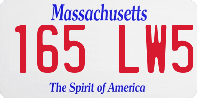 MA license plate 165LW5
