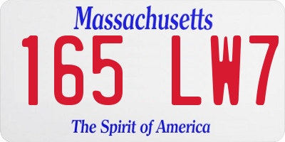 MA license plate 165LW7