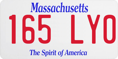 MA license plate 165LY0