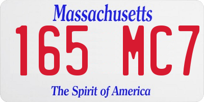 MA license plate 165MC7