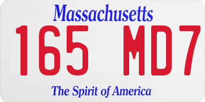 MA license plate 165MD7