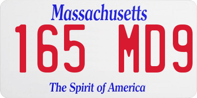 MA license plate 165MD9
