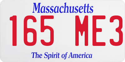 MA license plate 165ME3